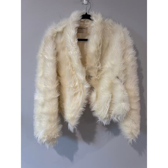 We The Free All Night Faux Fur Jacket ivory Size M – Cozy Cropped Coat - Picture 2 of 6